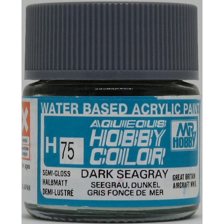 GSI Creos Mr. Hobby Aqueous Color H-075【SEMI GLOSS DARK SEAGRAY】