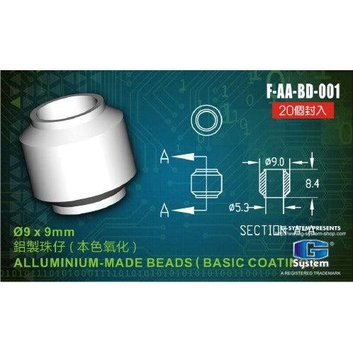 G System - Alluminium-made beads (basic coating) Ø 9 x 9 mm