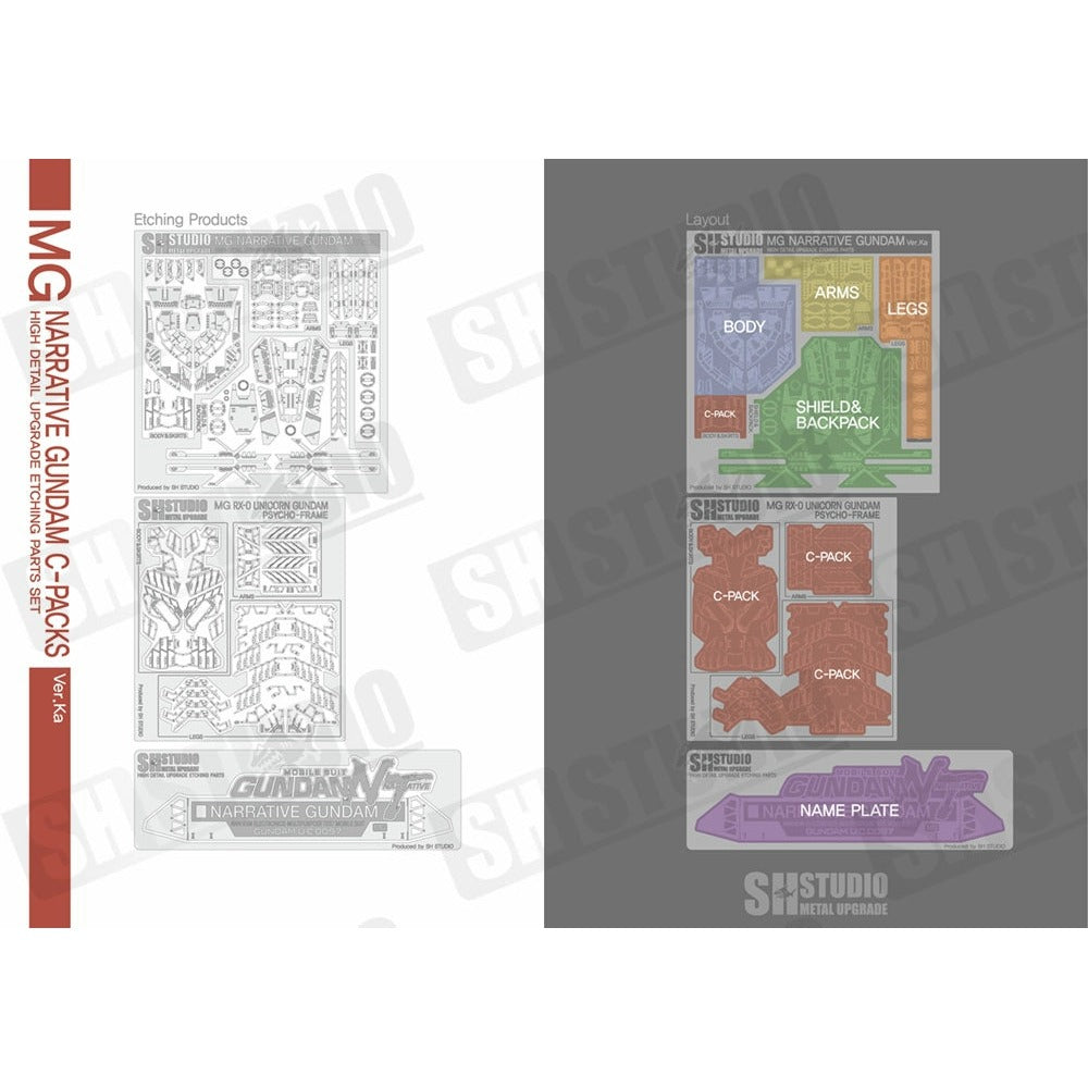 SH STUDIO MG 1/100 Narrative Gundam C-Packs etched metal upgrade kit