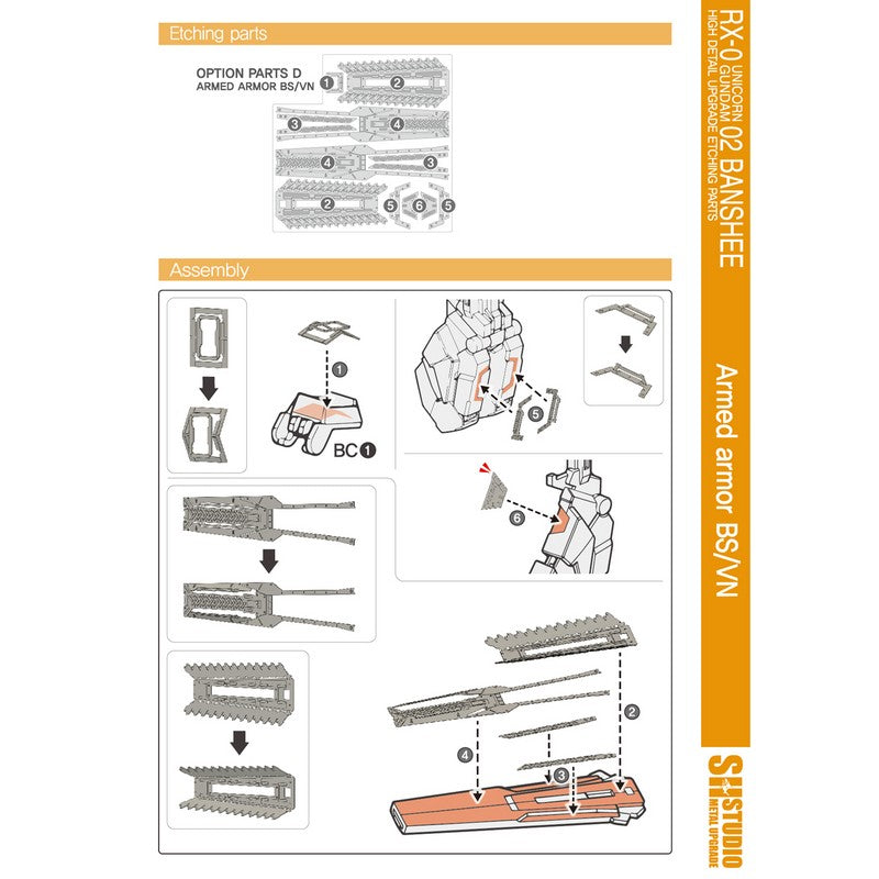 SH STUDIO MG 1/100 RX-0 Unicorn Gundam 02 Banshee etched metal upgrade kit