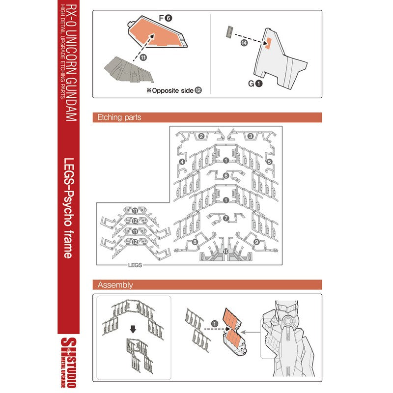 SH Studio MG 1/100 RX-0 Unicorn Gundam etched metal upgrade kit