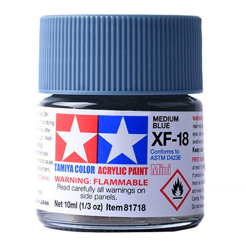 Tamiya 81718 Acrylic Paint Mini XF-18 Medium Blue 10ml