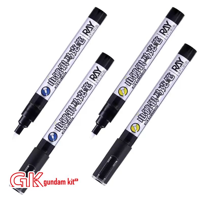 Ray Studio - Electroplated Metallic Mirror-Finish Marker Pens (Pointed Tiped) for Gunpla & Scale Models