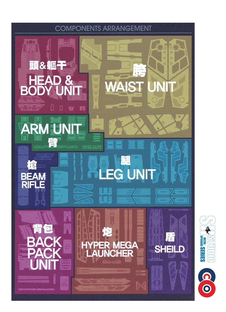 SH STUDIO MG 1/100 MSZ-006 Zeta Gundam 2.0 etched metal upgrade kit