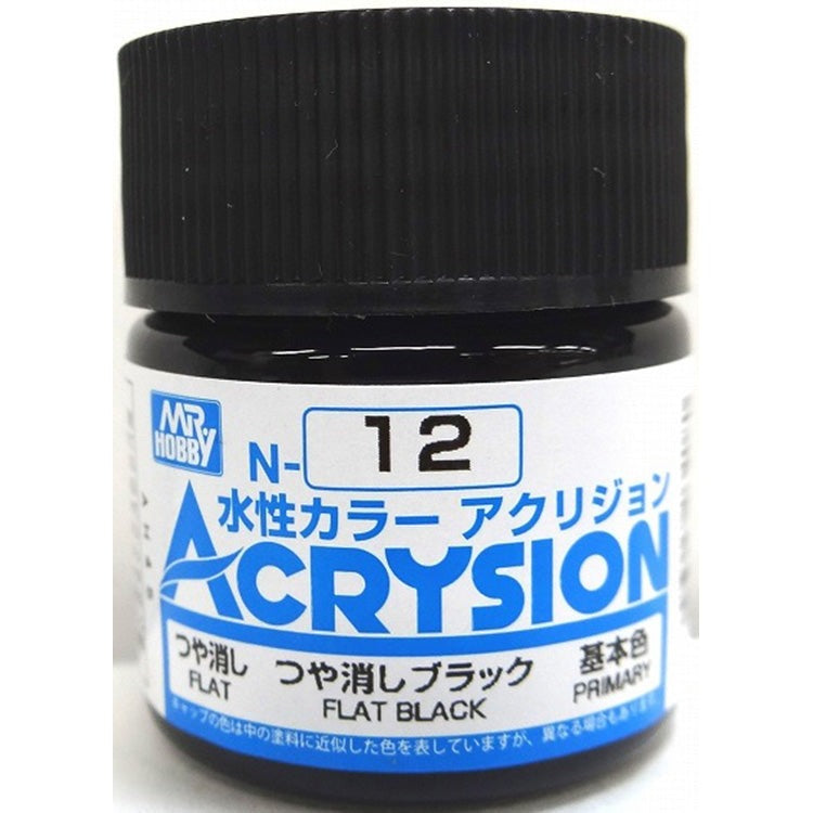 GSI Creos Mr. Hobby Acrysion Water Based Color N-12 【FLAT BLACK】