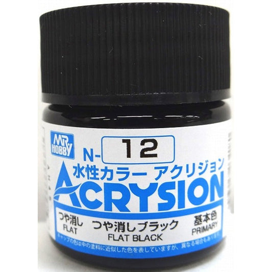 GSI Creos Mr. Hobby Acrysion Water Based Color N-12 【FLAT BLACK】