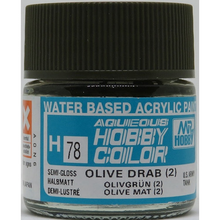 GSI Creos Mr. Hobby Aqueous Color H-078【SEMI GLOSS OLIVE DRAB 2】