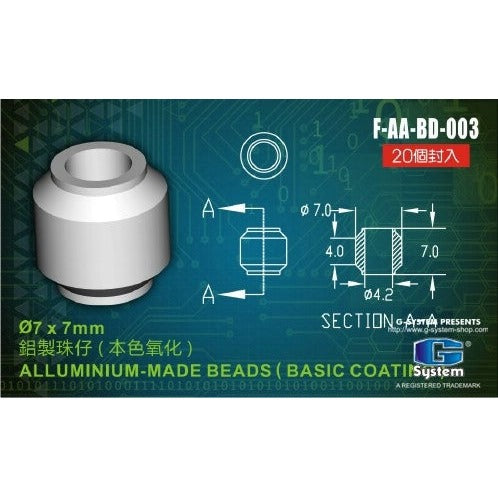 G System - Alluminium-made beads (basic coating) Ø 7 x 7 mm