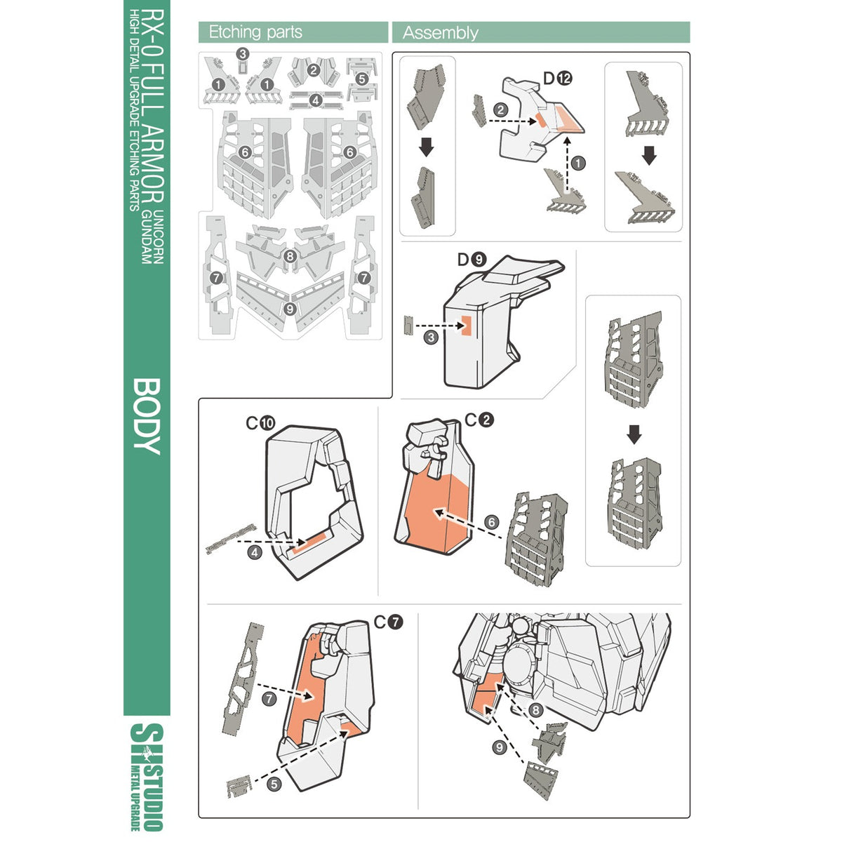 SH STUDIO MG 1/100 RX-0 Full-Armor Unicorn Gundam Metal etched metal upgrade kit