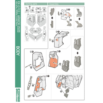SH STUDIO MG 1/100 RX-0 Full-Armor Unicorn Gundam Metal etched metal upgrade kit