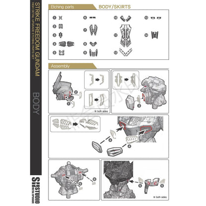 SH STUDIO MGEX 1/100 ZGMF-X20A Strike Freedom Gundam etched metal upgrade kit