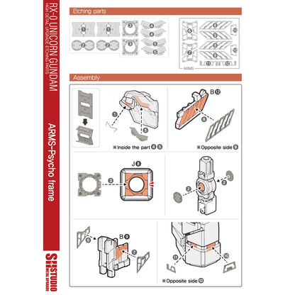 SH STUDIO MG 1/100 RX-0 Unicorn Gundam etched metal upgrade kit