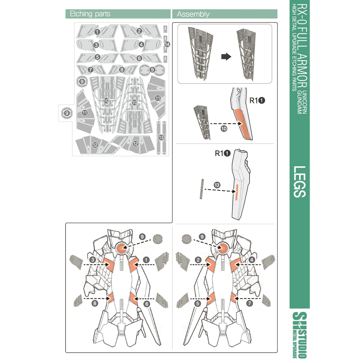 SH STUDIO MG 1/100 RX-0 Full-Armor Unicorn Gundam Metal etched metal upgrade kit