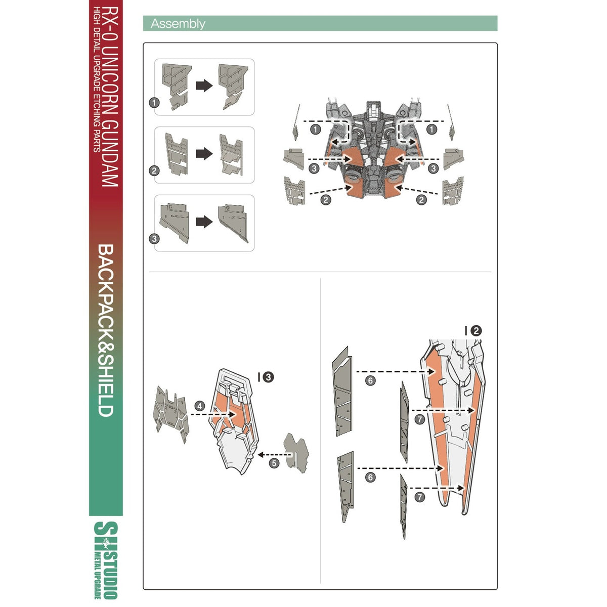 SH STUDIO MGEX 1/100 Unicorn Gundam etched metal upgrade kit