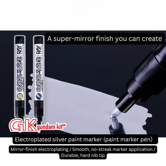 Ray Studio - Electroplated Metallic Mirror-Finish Marker Pens (Pointed Tiped) for Gunpla & Scale Models