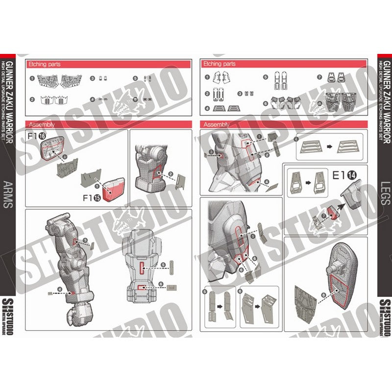 SH STUDIO MG ZGMF-1000/A1 Gunner Zaku Warrior etched metal upgrade kit