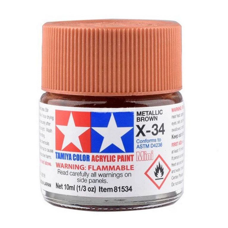 Tamiya 81534 Acrylic Paint X-34 Metallic Brown mini 10ml