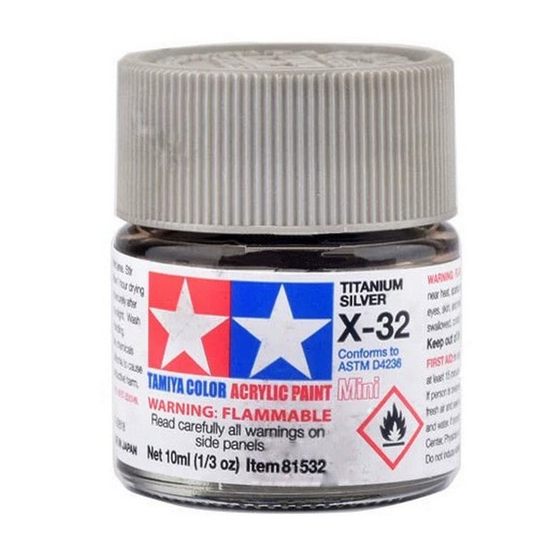 Tamiya 81532 Acrylic Paint X-32 Titan Silver mini 10ml