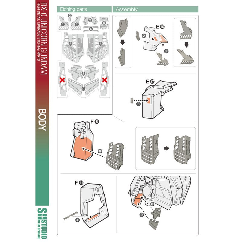 SH STUDIO MGEX 1/100 Unicorn Gundam etched metal upgrade kit