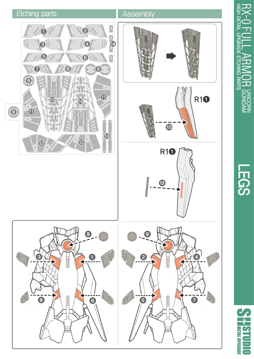 SH STUDIO MG 1/100 RX-0 Full-Armor Unicorn Gundam Metal etched metal upgrade kit