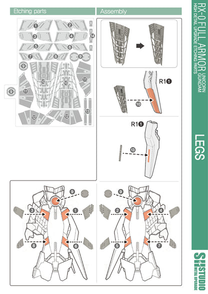 SH STUDIO MG 1/100 RX-0 Full-Armor Unicorn Gundam Metal etched metal upgrade kit