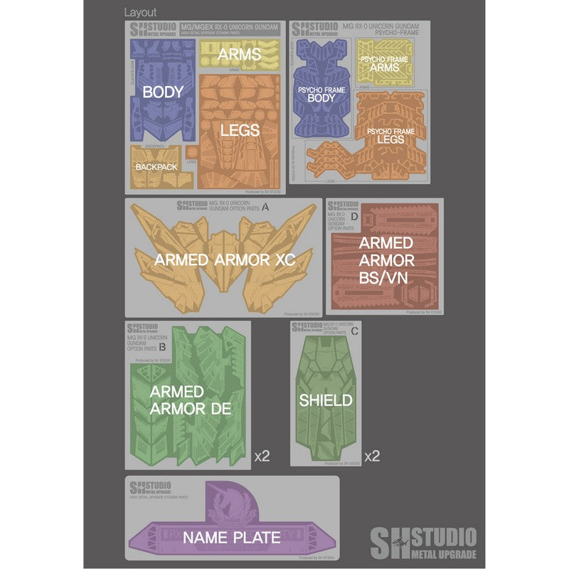 SH STUDIO MG 1/100 Unicorn Gundam Perfectibility etched metal upgrade kit