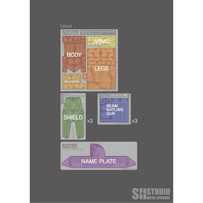 SH STUDIO MGEX 1/100 Unicorn Gundam etched metal upgrade kit