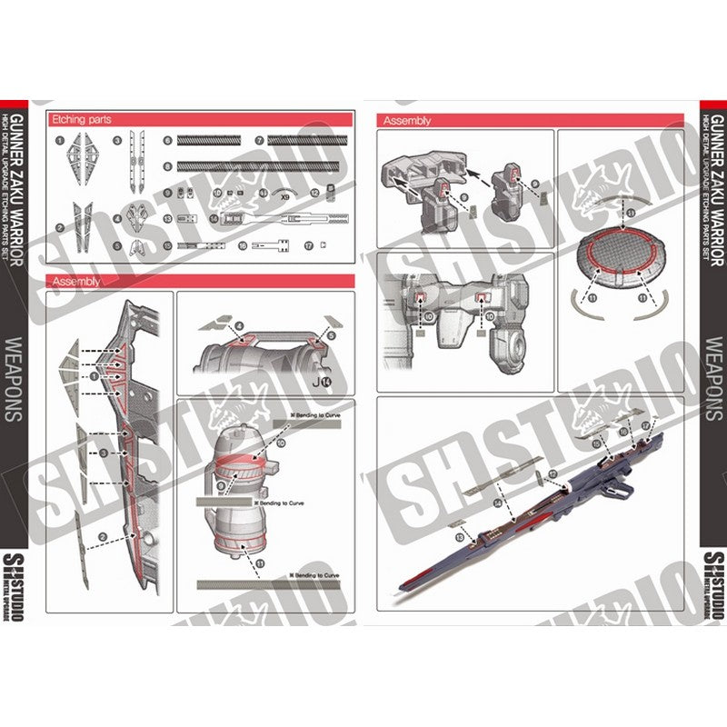 SH STUDIO MG ZGMF-1000/A1 Gunner Zaku Warrior etched metal upgrade kit