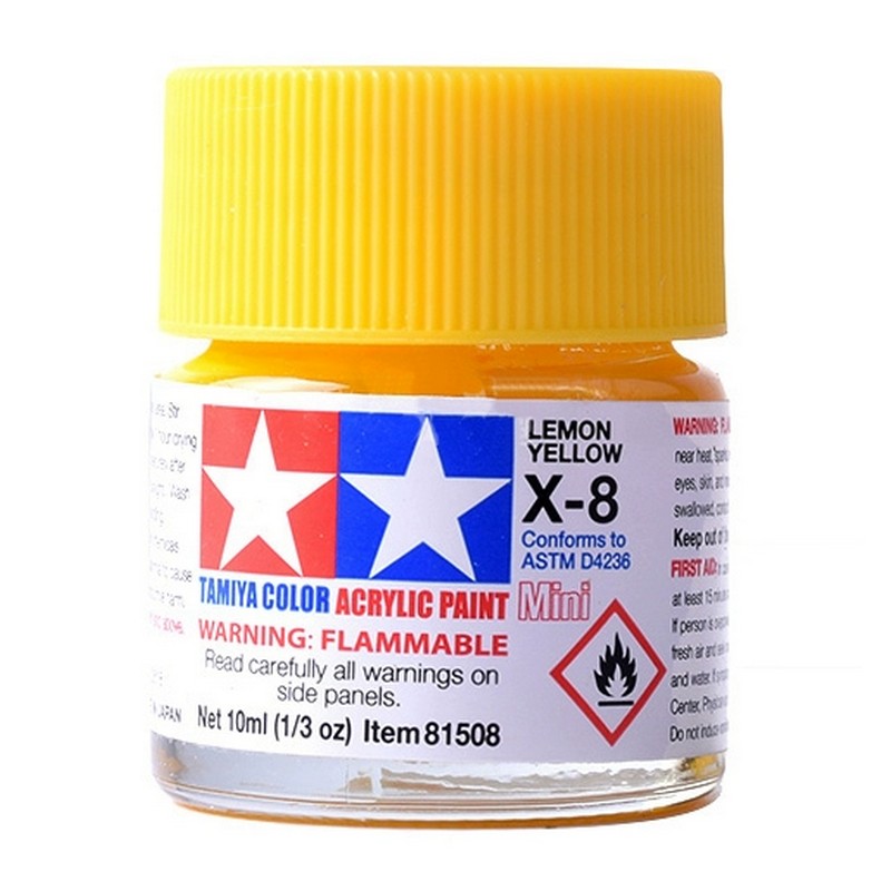 Tamiya 81508 Acrylic Paint X-8 Lemon Yellow mini 10ml - 81508 ...
