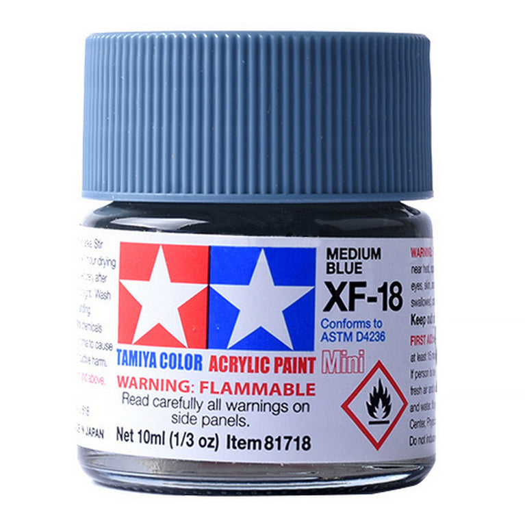 Tamiya 81718 Acrylic Paint Mini XF-18 Medium Blue 10ml