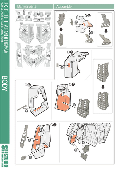 SH STUDIO MG 1/100 RX-0 Full-Armor Unicorn Gundam Metal etched metal upgrade kit