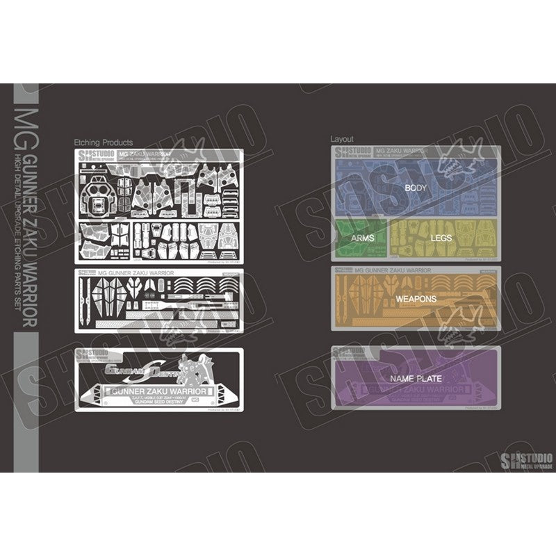 SH STUDIO MG ZGMF-1000/A1 Gunner Zaku Warrior etched metal upgrade kit