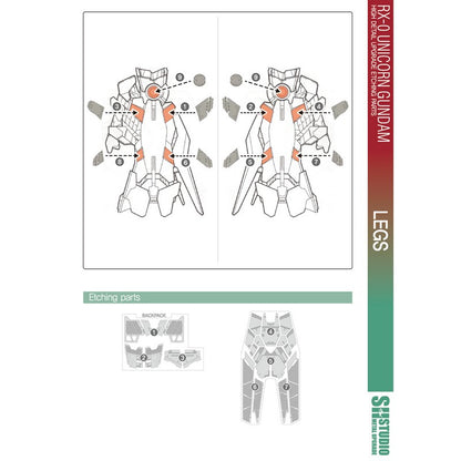 SH STUDIO MGEX 1/100 Unicorn Gundam etched metal upgrade kit