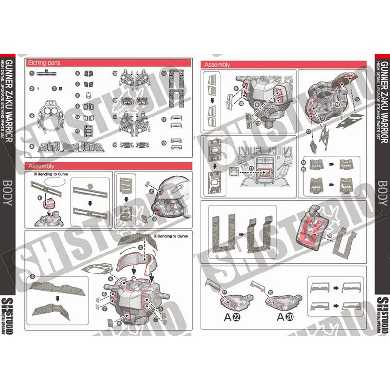 SH STUDIO MG ZGMF-1000/A1 Gunner Zaku Warrior etched metal upgrade kit