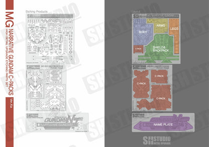 SH STUDIO MG 1/100 Narrative Gundam C-Packs etched metal upgrade kit