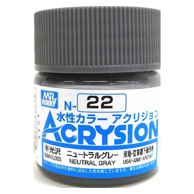 GSI Creos Mr. Hobby Acrysion Water Based Color N-22 【SEMI GLOSS NEUTRAL GRAY】