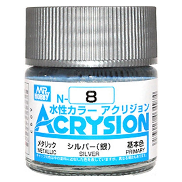 GSI Creos Mr. Hobby Acrysion Water Based Color N-8 【ETALLIC SILVER】