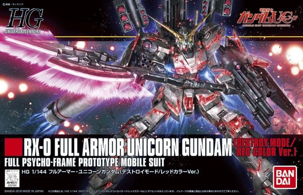 1/144 HGUC Full Armor Unicorn Gundam [Destroy Mode Red Color Ver.]