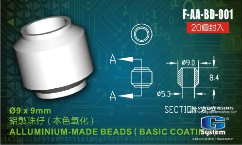G System - Alluminium-made beads (basic coating) 9 x 9 mm