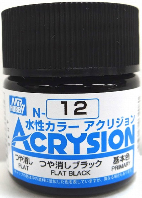 GSI Creos Mr. Hobby Acrysion Water Based Color N-12 【FLAT BLACK】