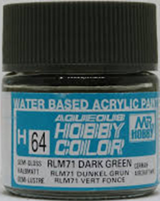 GSI Creos Mr. Hobby Aqueous Color H-064 【SEMI GLOSS RLM71 DARK GREEN】