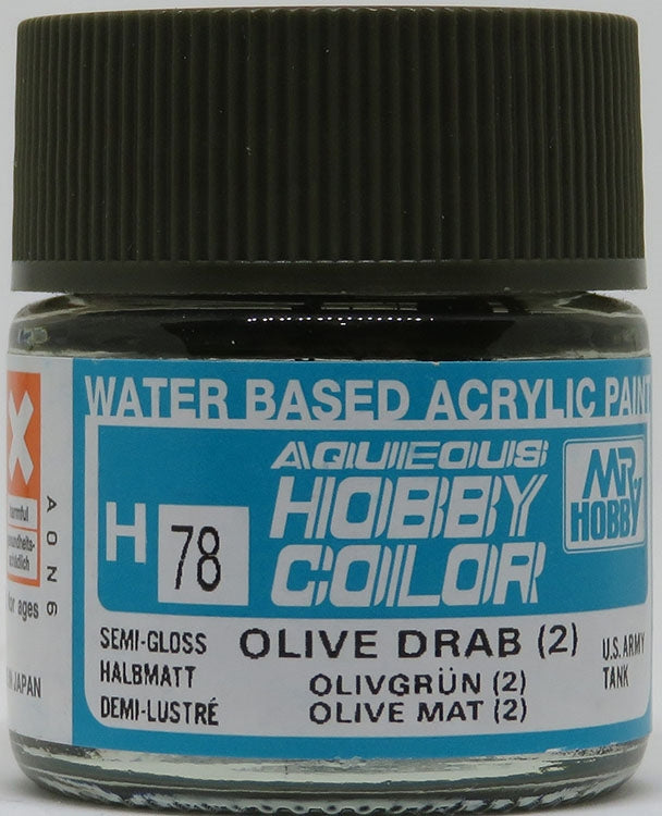 GSI Creos Mr. Hobby Aqueous Color H-078【SEMI GLOSS OLIVE DRAB 2】